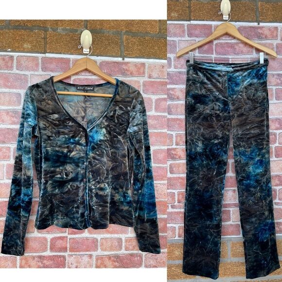Betsey Johnson vintage set Y2K velour 2 piece size L/M - Picture 1 of 17